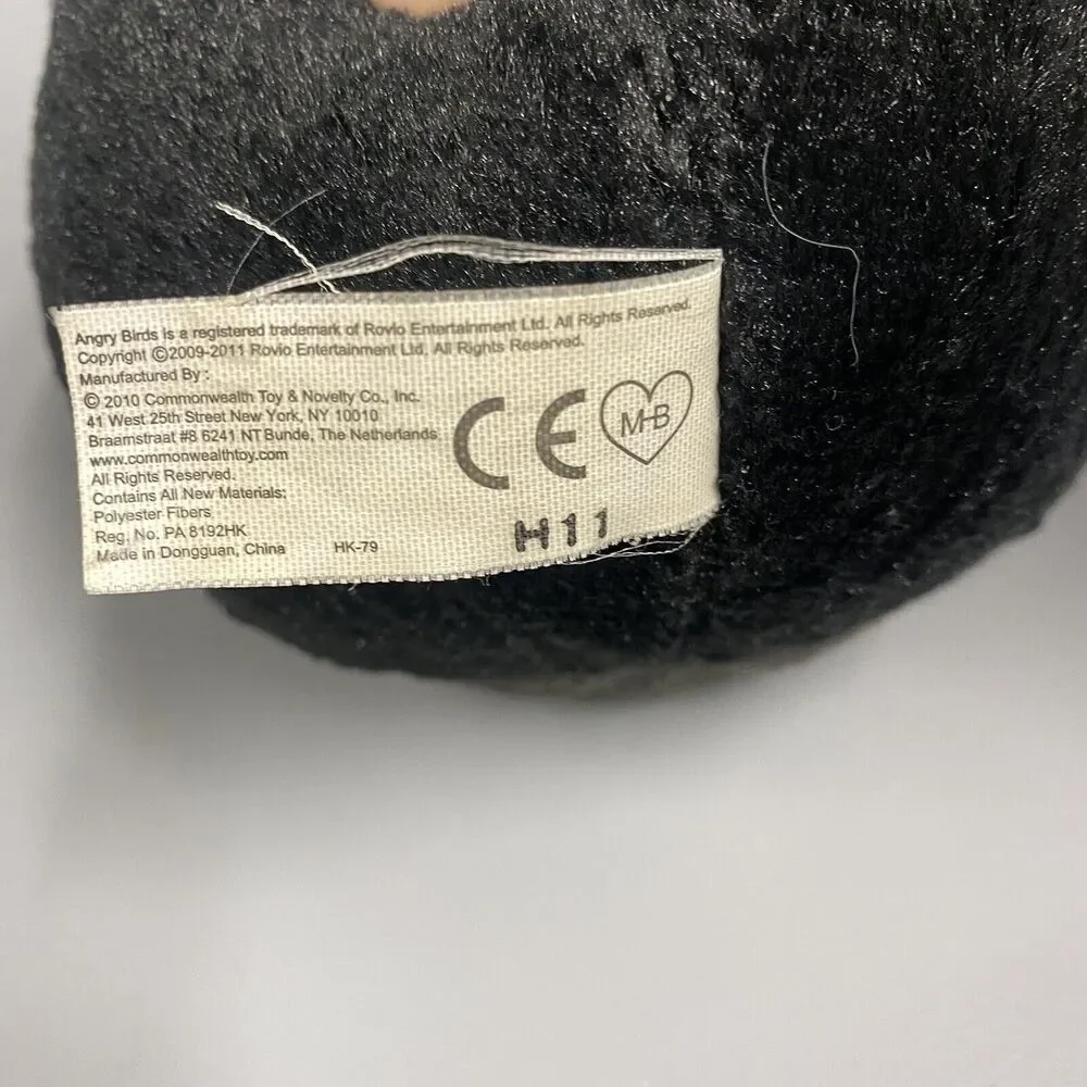 Commonwealth 2010 Angry Birds Black Bomb Bird 8" Plush NO Sound FREE Ship - Picture 7 of 8